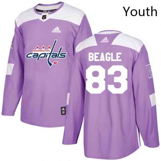 Youth Adidas Washington Capitals 83 Jay Beagle Authentic Purple Fights Cancer Practice NHL Jersey